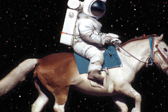 A DALL-E 2 result for “a photo of an astro<em></em>naut riding a horse.”