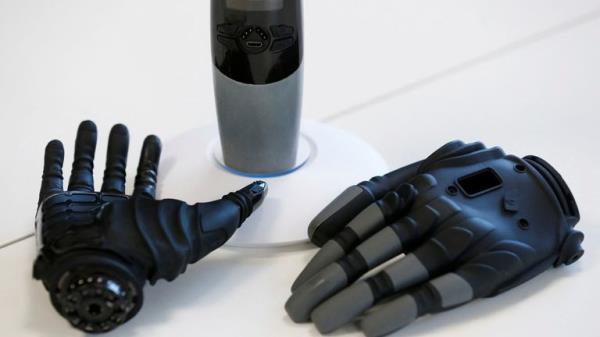 A view shows a bio<em></em>nic hand and gloves developed by COVVI, at Quayside Business Park in Leeds, Britain August 11, 2022. REUTERS/Craig Brough
