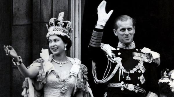 The Queen and Prince Philip after her coro<em></em>nation in June 1953